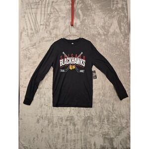 Chicago Blackhawks NHL Long Sleeve T Shirt Black Adult Medium Hockey Fan Apparel